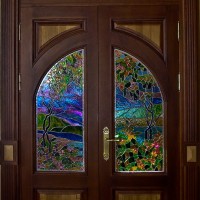 Декор витражом межкомнатной двустворчатой двери — фото 10