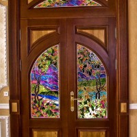 Декор витражом межкомнатной двустворчатой двери — фото 9
