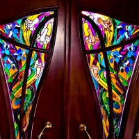 Декорирование витражом двери со стеклом — фото 11