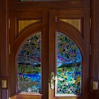 Декор витражом межкомнатной двустворчатой двери — фото 7