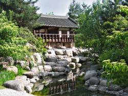 Пруд в японском саду около Додзё
