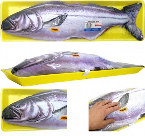 Реалистичная подушка-лосось из Японии
