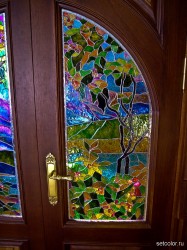 Декор витражом межкомнатной двустворчатой двери — фото 21