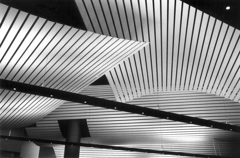 Изогнутый потолок из алюминиевых реек